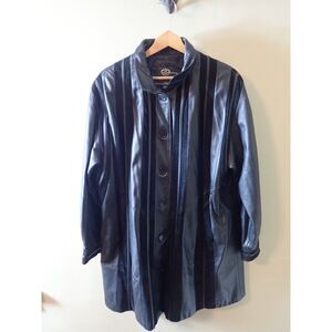 Mario Zenella XL Black Soft Leather Jacket 90s Ascetic Stripes Long Streetwear